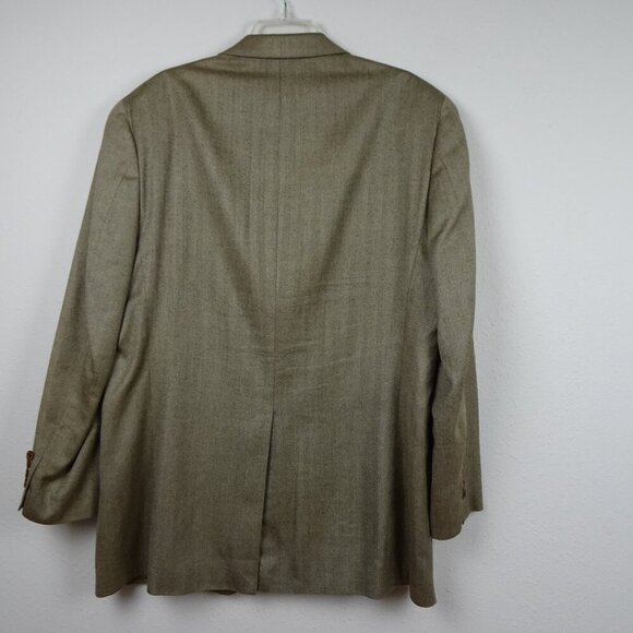 Ralph Lauren Sport Coat Blazer Jacket Men's Size 44L Brown Silk Herringbone - Picture 4 of 9